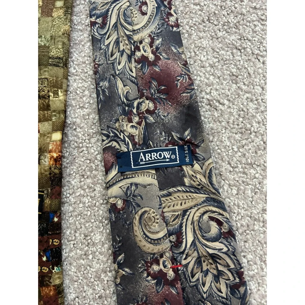 Academia Office Aesthetic Necktie 4 Lot Mens Multicolor Excellent Paisley Floral